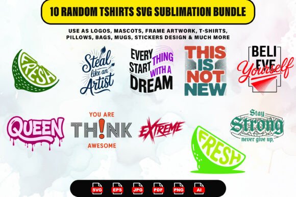 10 Random T-Shirts SVG Sublimation Set for Modern Branding