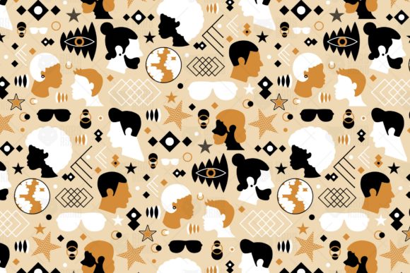 Boho People Seamless Pattern Graphics