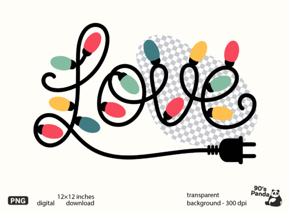 Christmas Lights - Love PNG Design for Graphics and Crafts