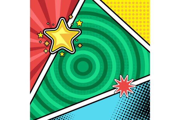 Colorful Square Comic Book Page Graphics for Branding