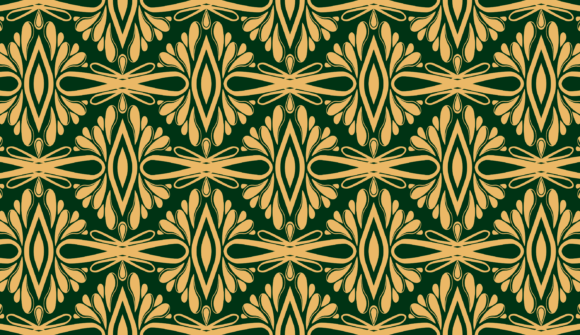 Deep Forest Green Gold Art Nouveau Graphics