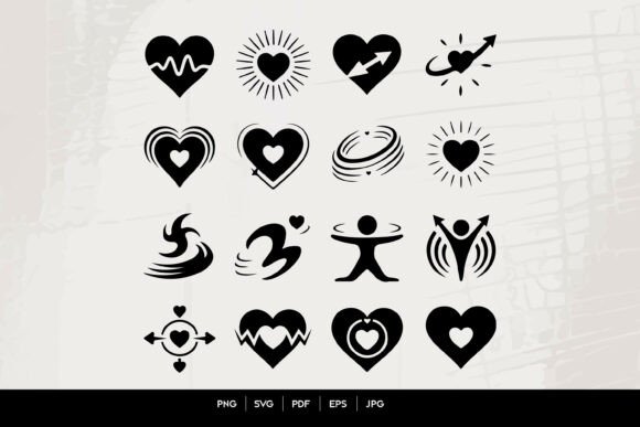 Dynamic Heart Energy Icons Set for Graphics and Crafts