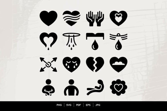 Emotional Healing and Heart Icons Set