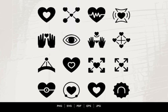 Emotional Wellness and Love Icons Set for Graphics and Crafts