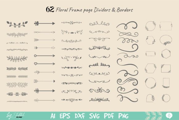 Floral Frame Page Dividers Borders SVG Graphics