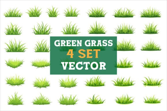 Fresh Green Grass Vector Bundle for Graphics and Crafts
