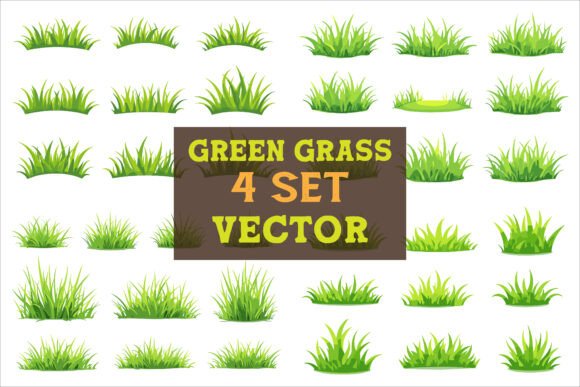 Green Grass Silhouette Vector Collection Graphics for Crafts