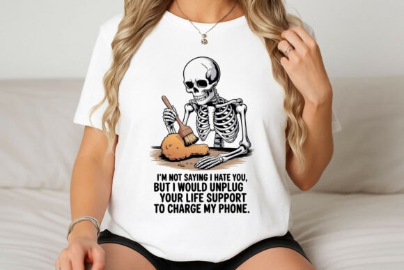 Humorous Skeleton and Fried Chicken Graphics for T-Shirt Designs