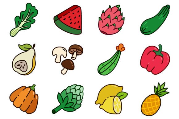 Line Style Colorful Vegetable Icons Graphics