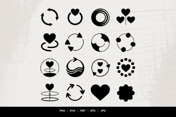 Love Cycle Connection Icons Set for Graphics and Crafts