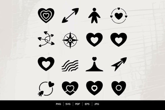 Love, Direction Self-Growth Icons Set Graphics for Crafts