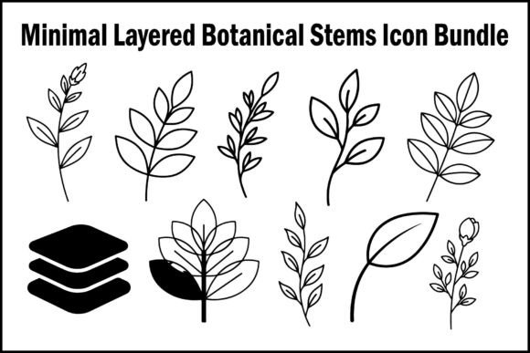 Minimal Botanical Icons for Crafts and Graphics