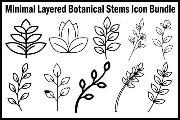 Minimal Layered Botanical Stems Graphics for Crafts