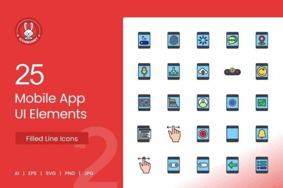 Mobile App UI Elements Graphics