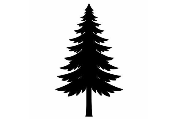 Pine Tree Clip Art Black Silhouette Graphics for Crafts