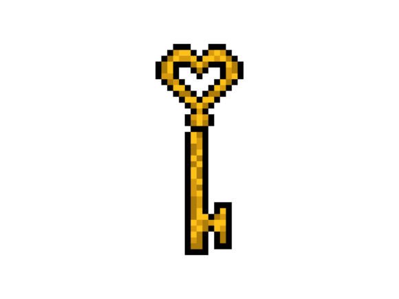 Pixel Art Vintage Key Graphics for Crafts