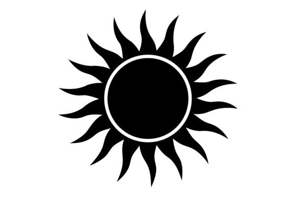 Sun Clip Art Black Silhouette Line Art Graphics for Crafts