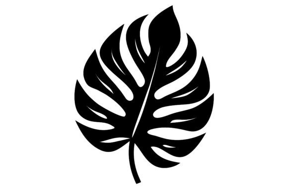Tropical Leaf Clip Art Black Graphics for Crafts