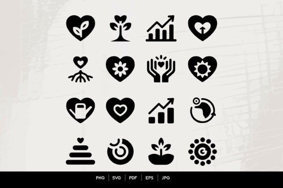 Wellness and Growth Icons Set for Modern Graphics